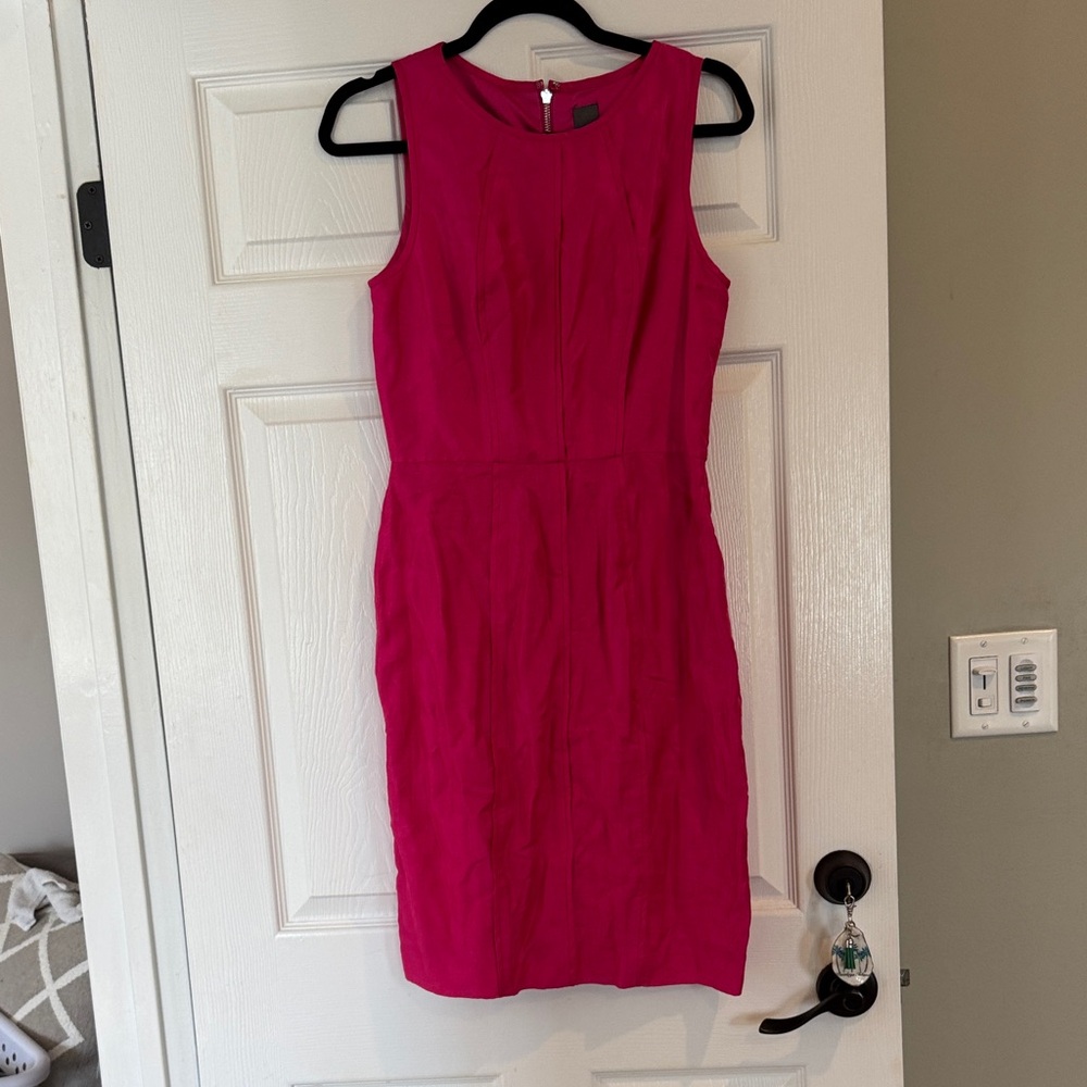 Vera Wang Fuchsia Sleeveless Midi Dress